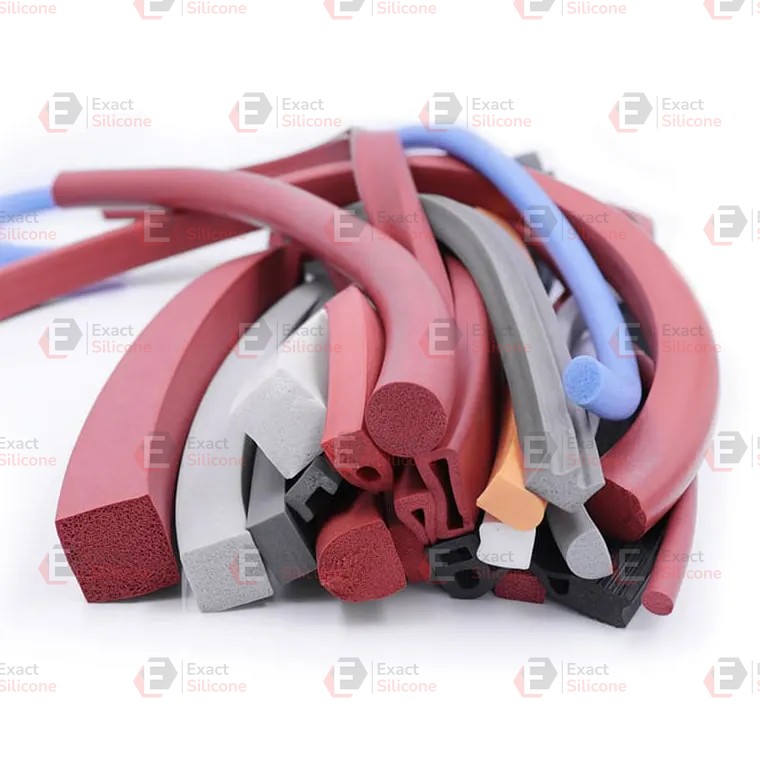 Custom-shaped silicone sponge profiles, cords and extrusions in multiple colors