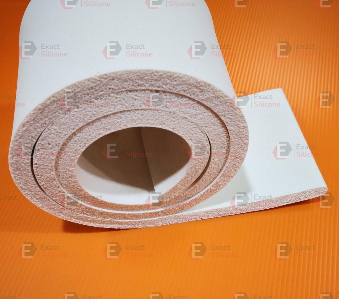 Silicone sponge sheet roll showing closed-cell cross-section